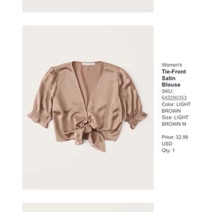 Abercrombie satin tie front top